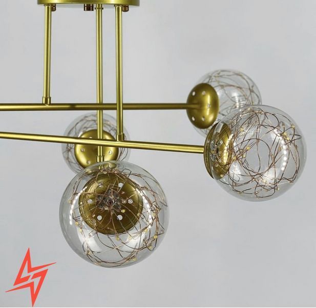 Стельова LED люстра на 6 плафонів в золотистому корпусі K 26/6 GD V3396 фото