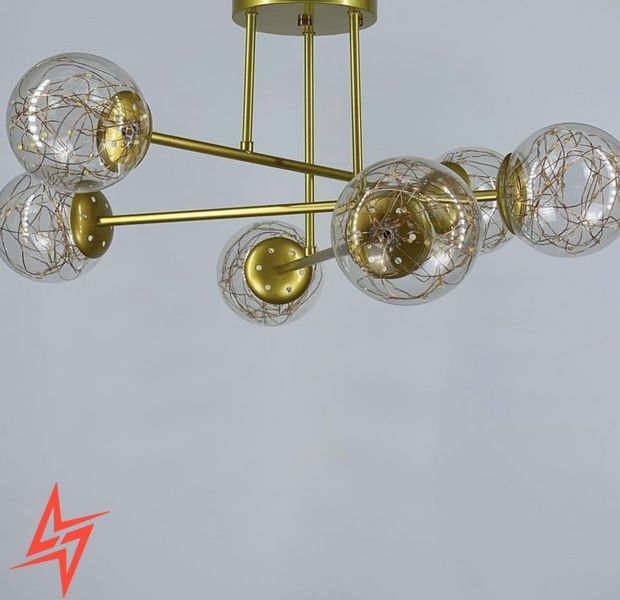 Стельова LED люстра на 6 плафонів в золотистому корпусі K 26/6 GD V3396 фото