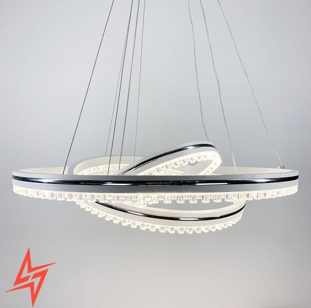 Біла LED люстра на 3 кільця з хромованою смужкою A 55060/3P WT+CH V3087 фото