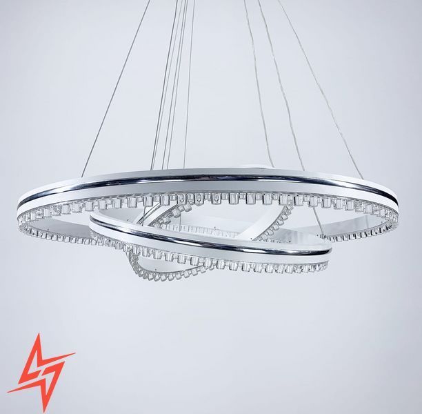 Біла LED люстра на 3 кільця з хромованою смужкою A 55060/3P WT+CH V3087 фото