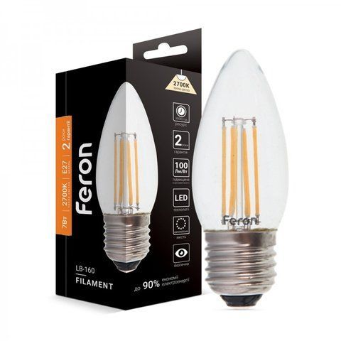 Світлодіодна Filament лампа-свічка E27 7W 2700K/4000K LB-160 V3605 фото