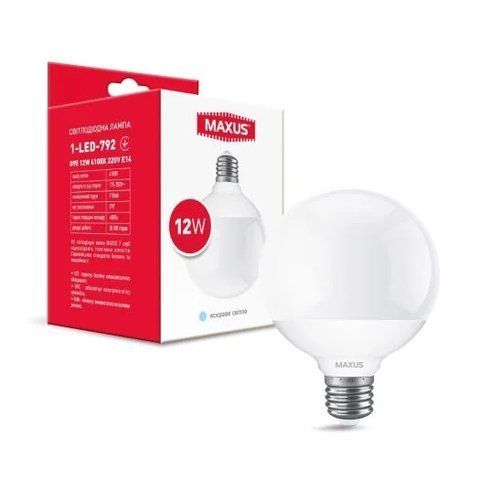 Лампа світлодіодна G95 12W 4100K 220V E27 1-LED-792 V5257 фото