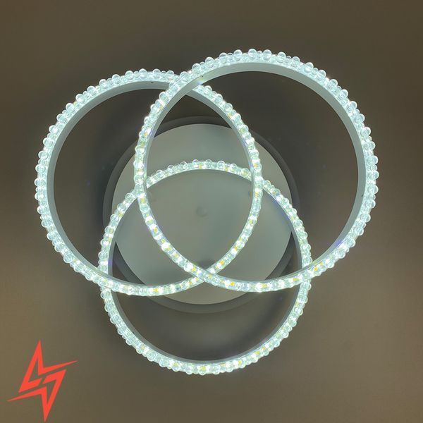 LED світильник білий на 3 кільця з хромованою смужкою d30 см A 55063/3С RGB WT+CH V3105 фото