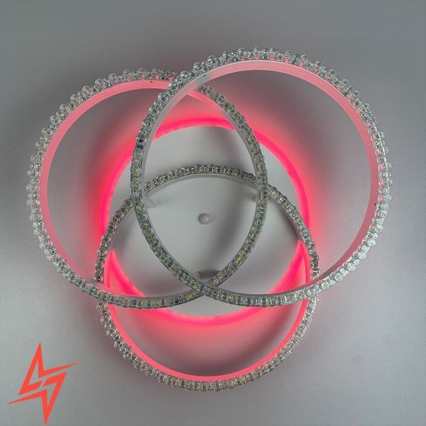 LED світильник білий на 3 кільця з хромованою смужкою d30 см A 55063/3С RGB WT+CH V3105 фото