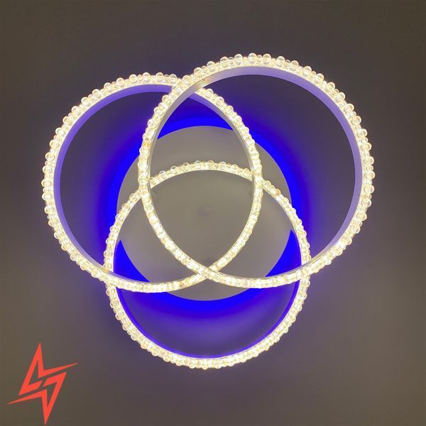 LED світильник білий на 3 кільця з хромованою смужкою d30 см A 55063/3С RGB WT+CH V3105 фото