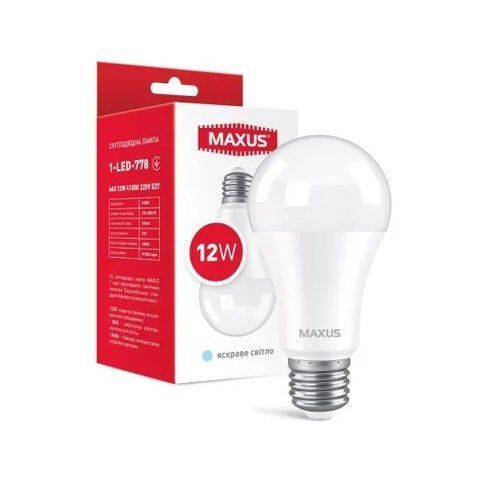 Лампа світлодіодна A60 12W 4100K 220V E27 1-LED-778 V6390 фото