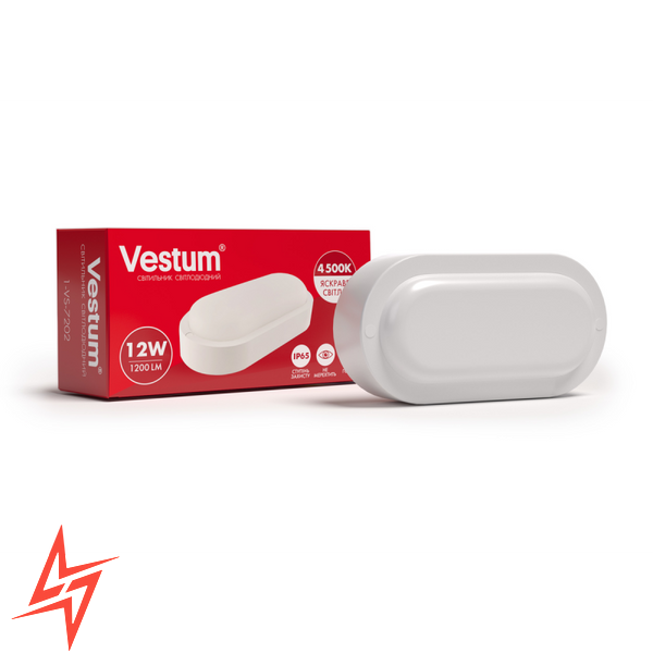 Світлодіодний овальний світильник ЖКГ Vestum 12W 4500K 220V 1-VS-7202 V5590 фото