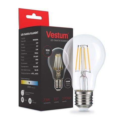 Світлодіодна лампа Filament E27 7.5W 4100K/3000K 2105 LED Vestum V3867 фото