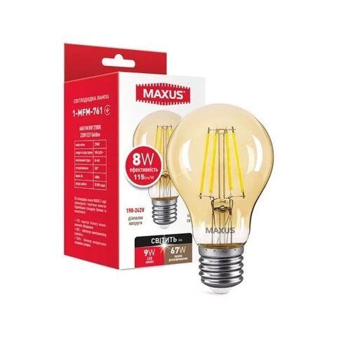 Лампа світлодіодна A60 FM 8W 2700K 220V E27 Golden 1-MFM-761 V5529 фото
