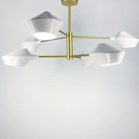 Оригінальна стельова люстра Lumina Deco у золотому каркасі H 690/6 SGD фото