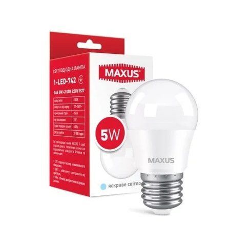 Лампа світлодіодна G45 5W 4100K 220V E27 1-LED-742 V5532 фото