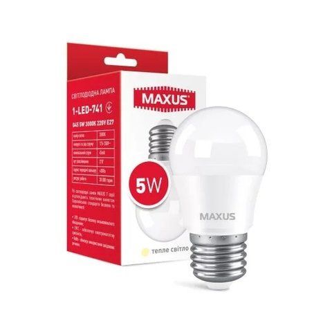 Лампа світлодіодна G45 5W 3000K 220V E27 1-LED-741 V5533 фото