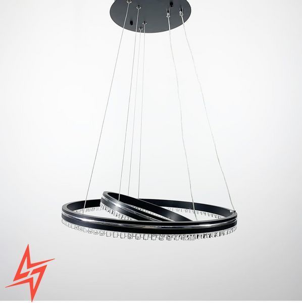 Чорна LED люстра на 2 кільця з хромованою смужкою A 55060/2P BK+CH V3081 фото