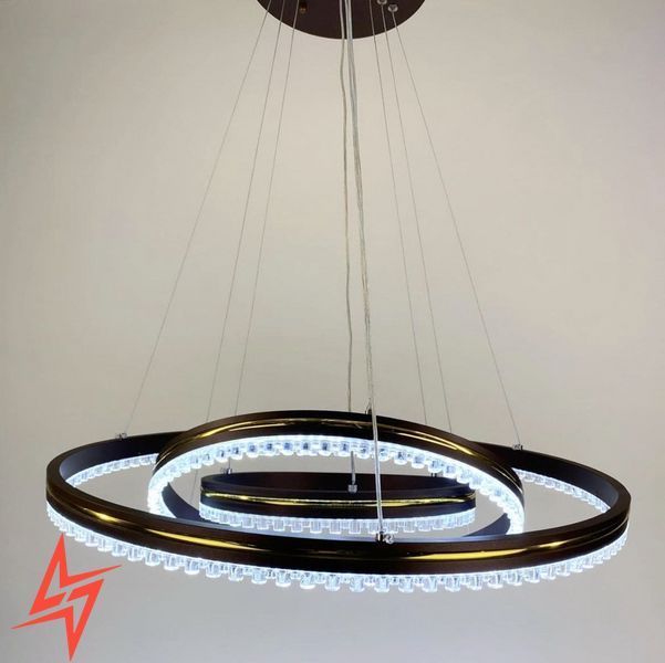 LED люстра кольору coffee на 3 кільця з золотистою смужкою A 55060/3P CF+GD V3091 фото
