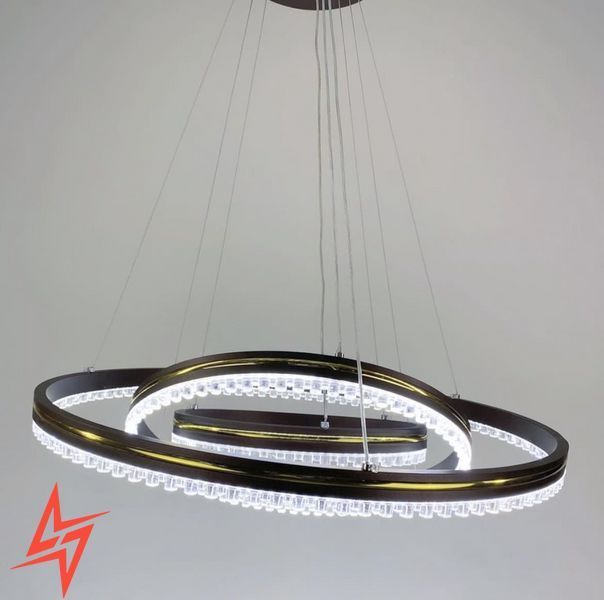 LED люстра кольору coffee на 3 кільця з золотистою смужкою A 55060/3P CF+GD V3091 фото